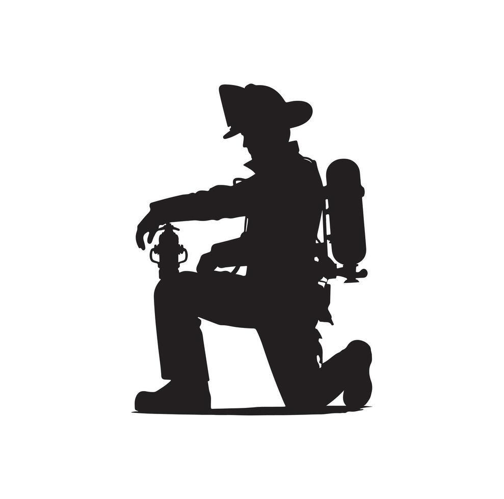 Firefighters pose silhouette illustration vector