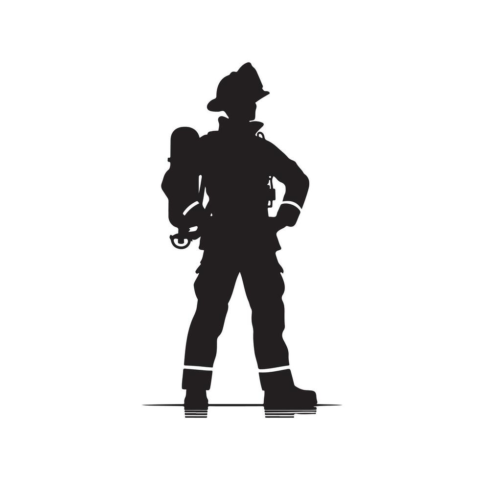 Firefighters pose silhouette illustration vector