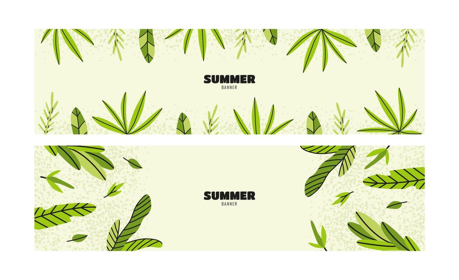 Tropical leaves horizontal banners vector