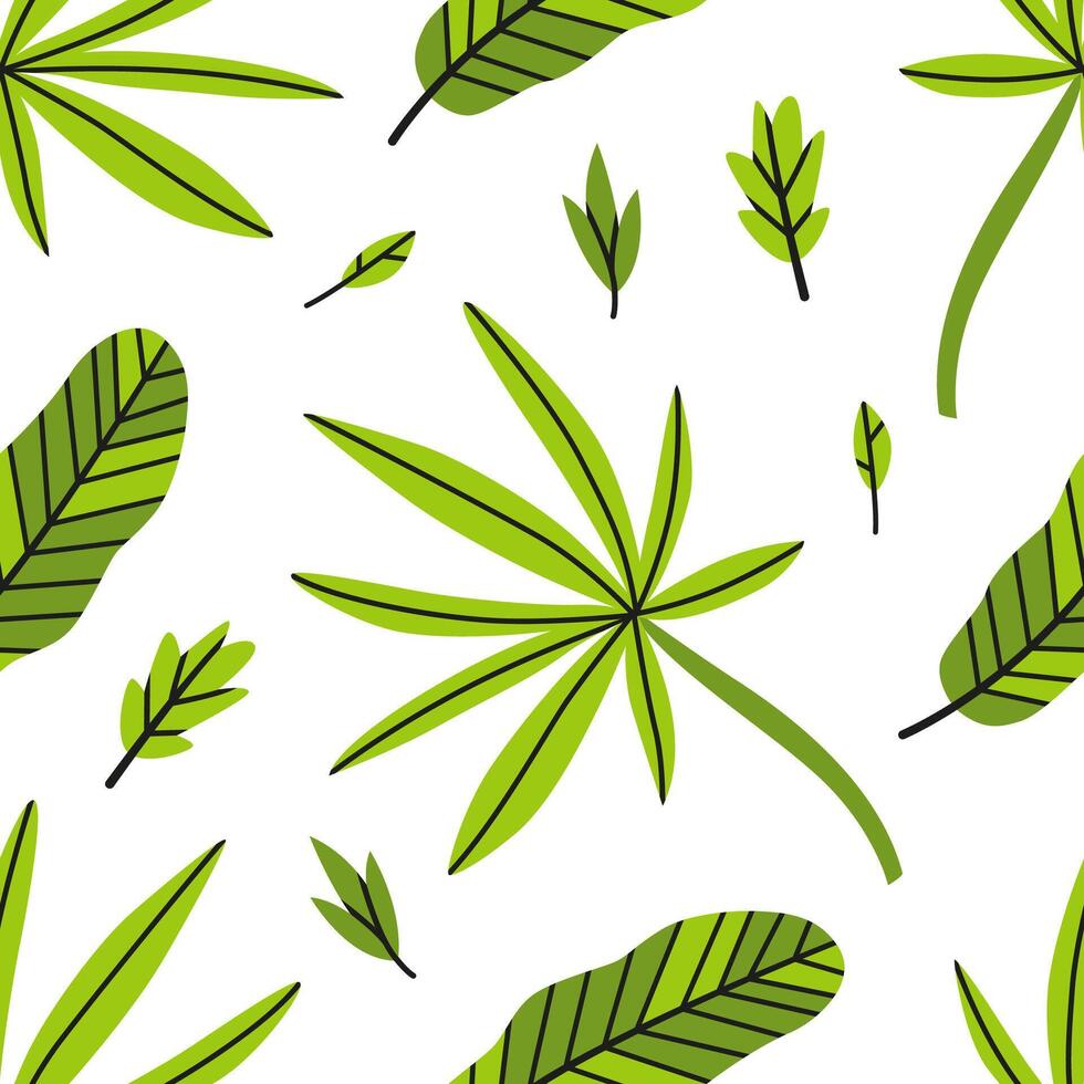 Tropical pattern design with flat leaves vector