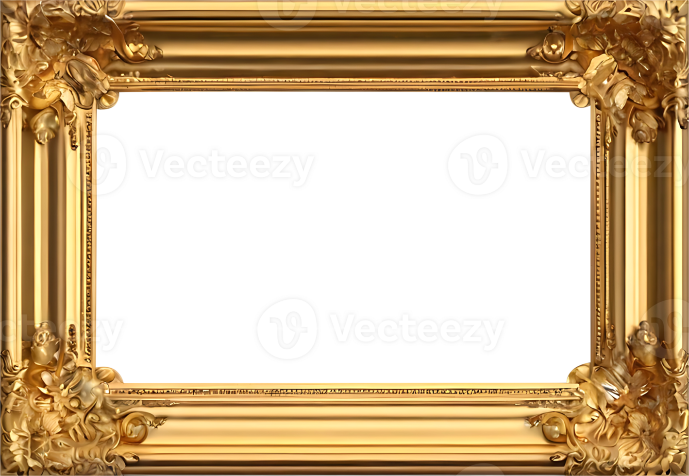 gold picture frame with a transparent background png