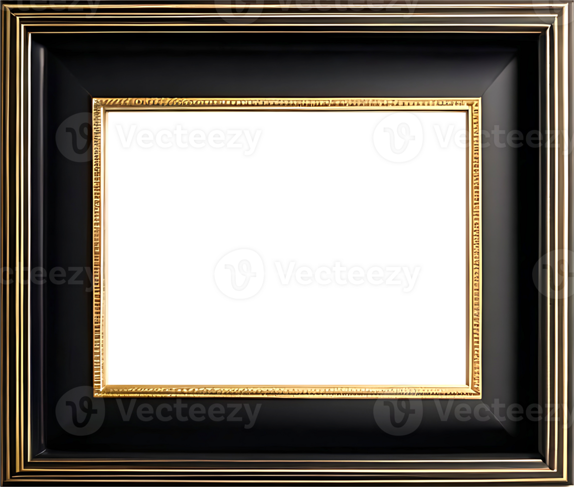 gold frame with black border on transparent background png