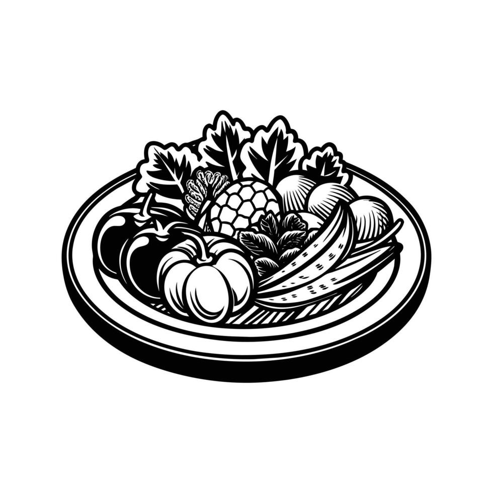 Dish with vegetables isolated vector