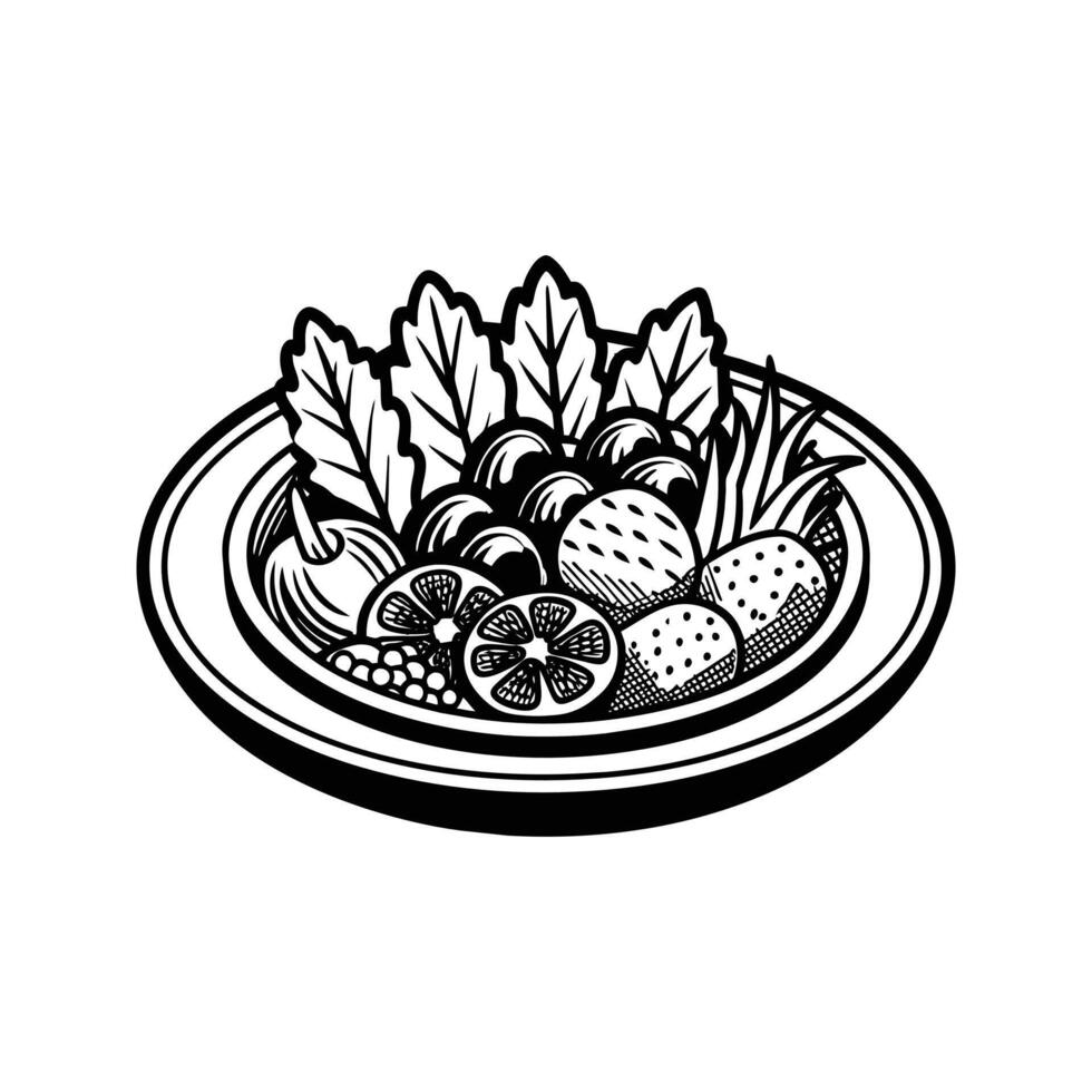 Dish with vegetables isolated vector