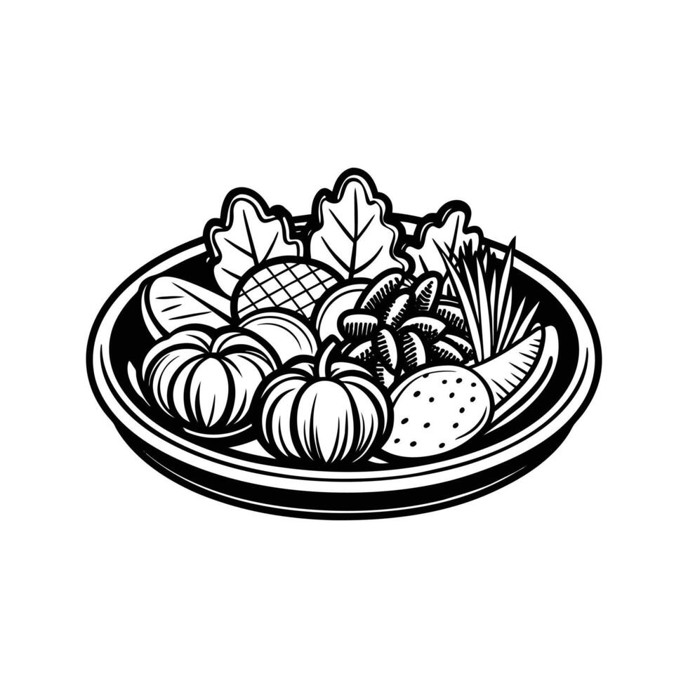 Dish with vegetables isolated vector