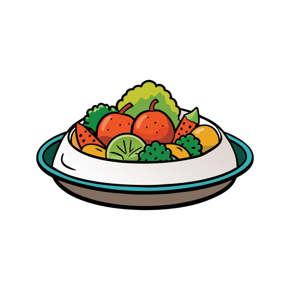 Dish with vegetables isolated vector