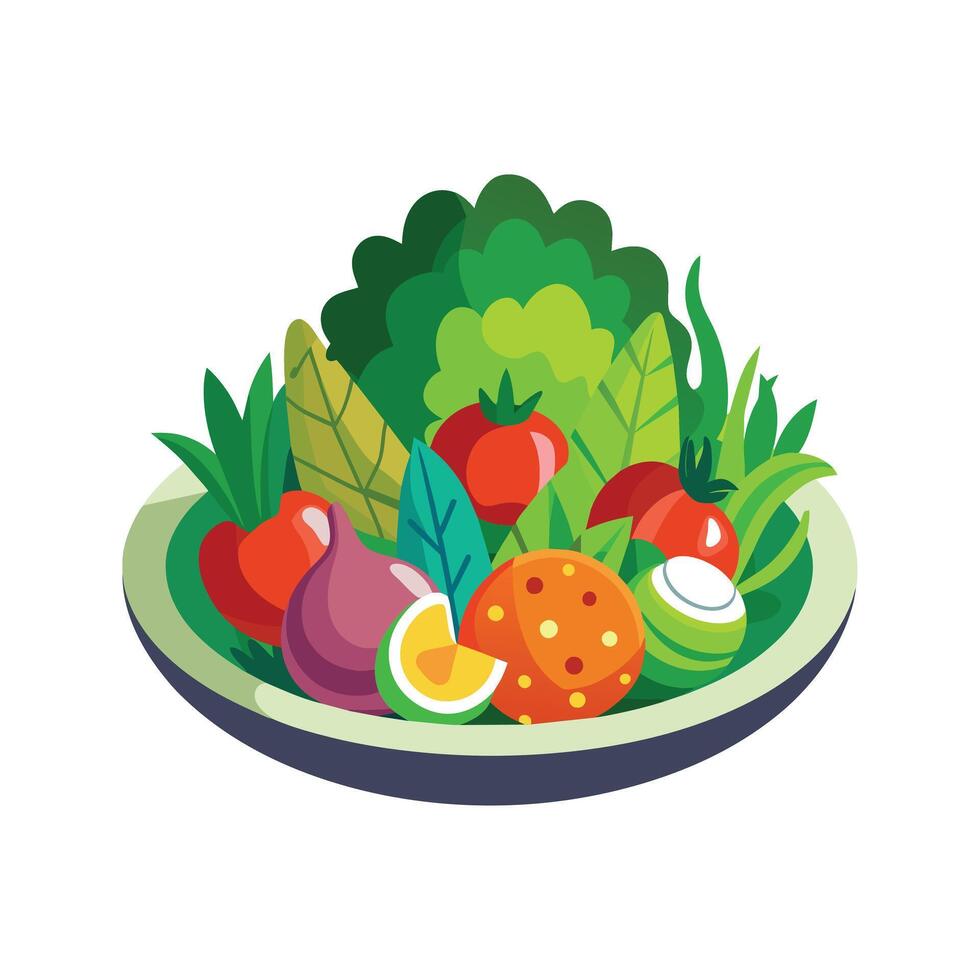 Dish with vegetables isolated vector