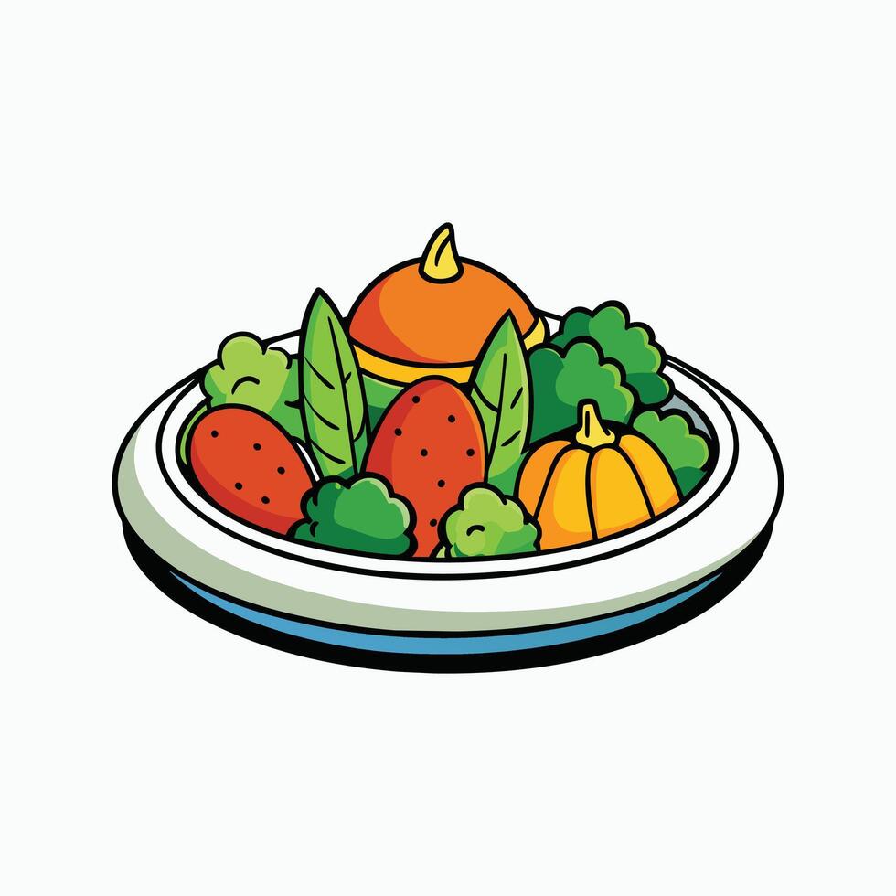 Dish with vegetables isolated vector