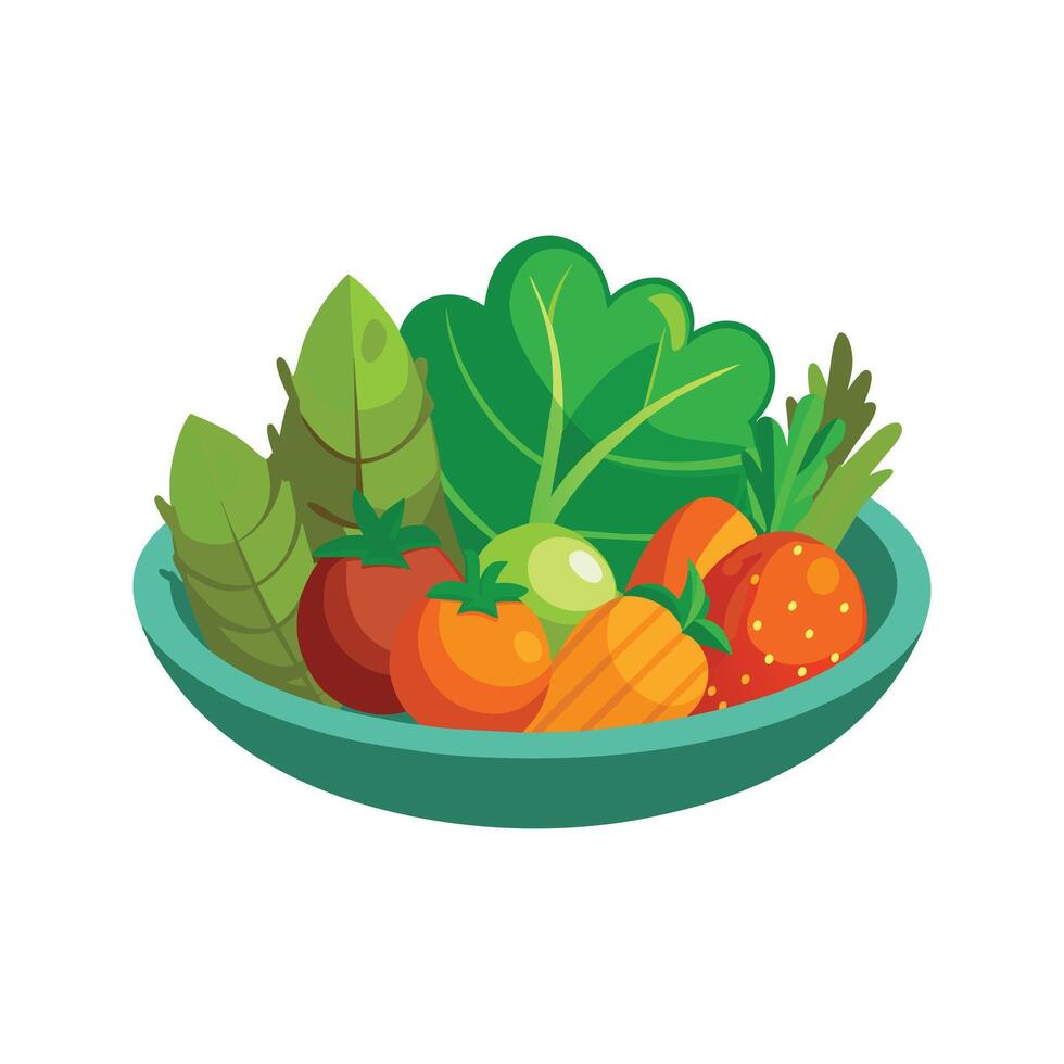 Dish with vegetables isolated vector