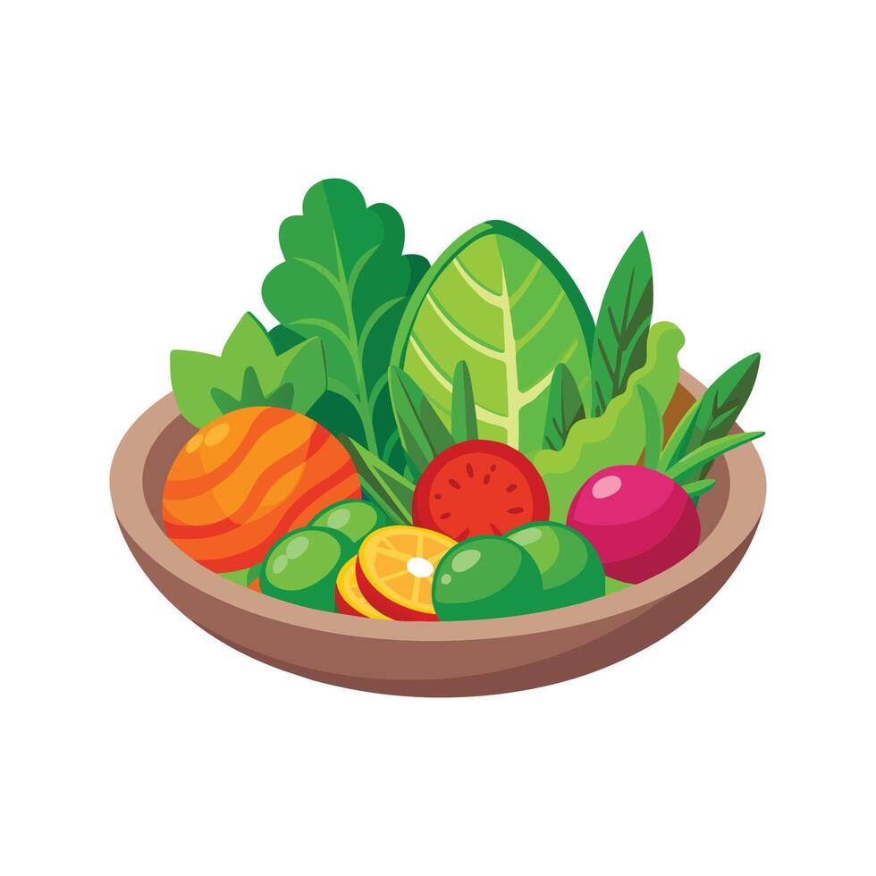 Dish with vegetables isolated vector