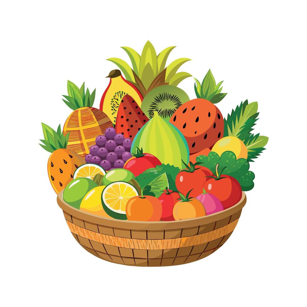 A variety of fruits illustration vector