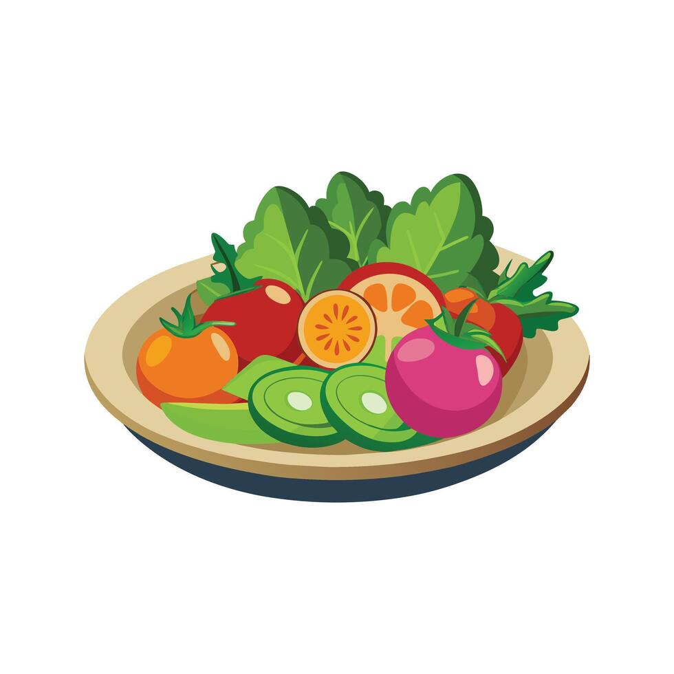 Dish with vegetables isolated vector