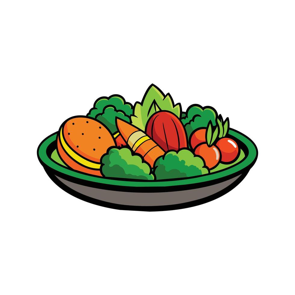 Dish with vegetables isolated vector