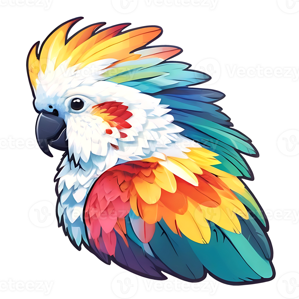 colorful parrot with a long tail on a transparent background png