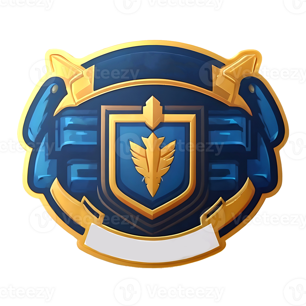 the shield of the game is blue and gold png