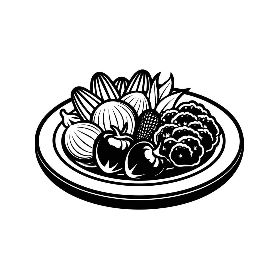 Dish with vegetables isolated vector