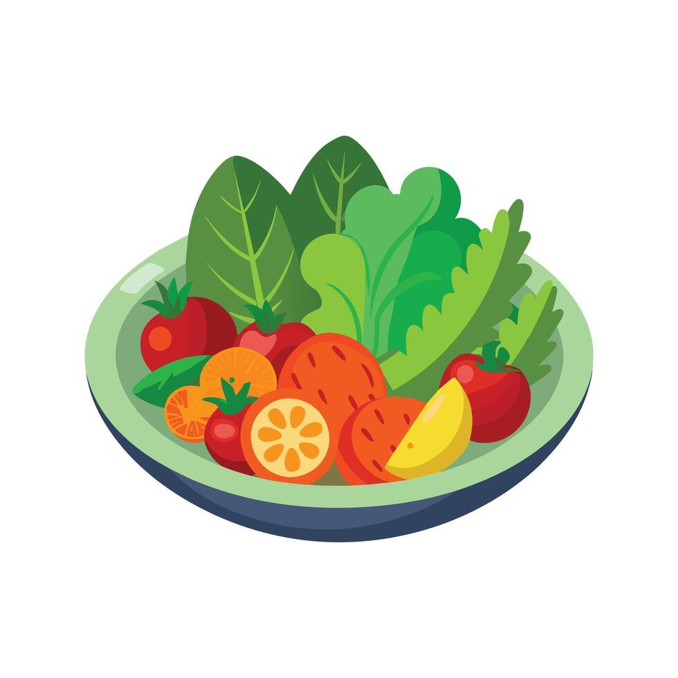 Dish with vegetables isolated vector