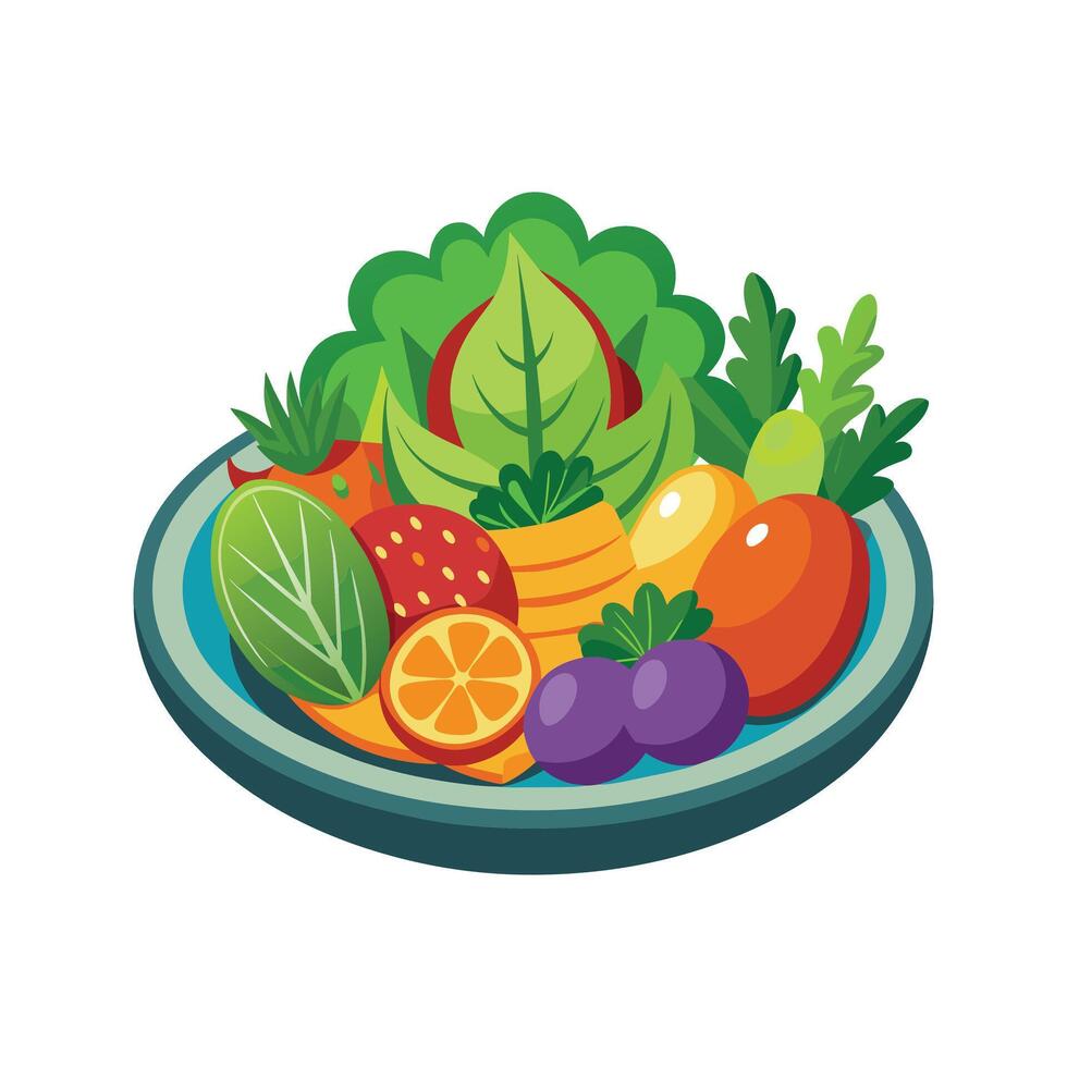 Dish with vegetables isolated vector