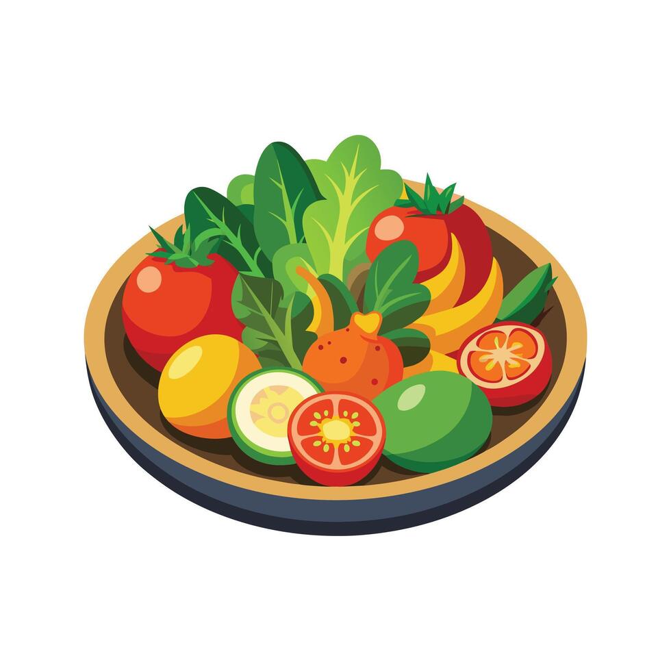 Dish with vegetables isolated vector