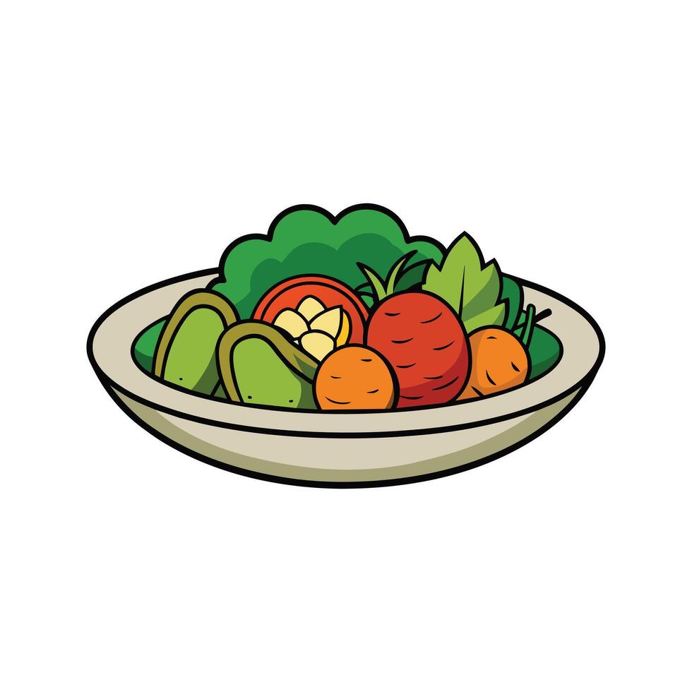 Dish with vegetables isolated vector