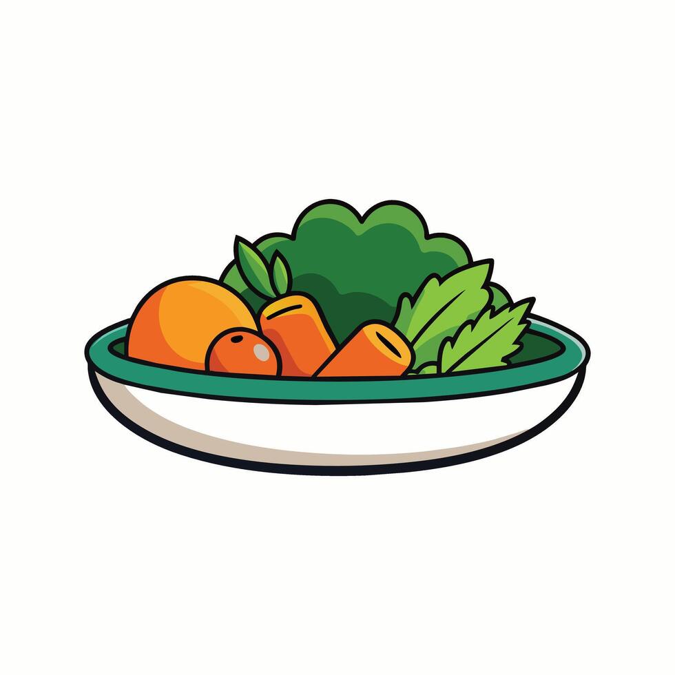 Dish with vegetables isolated vector