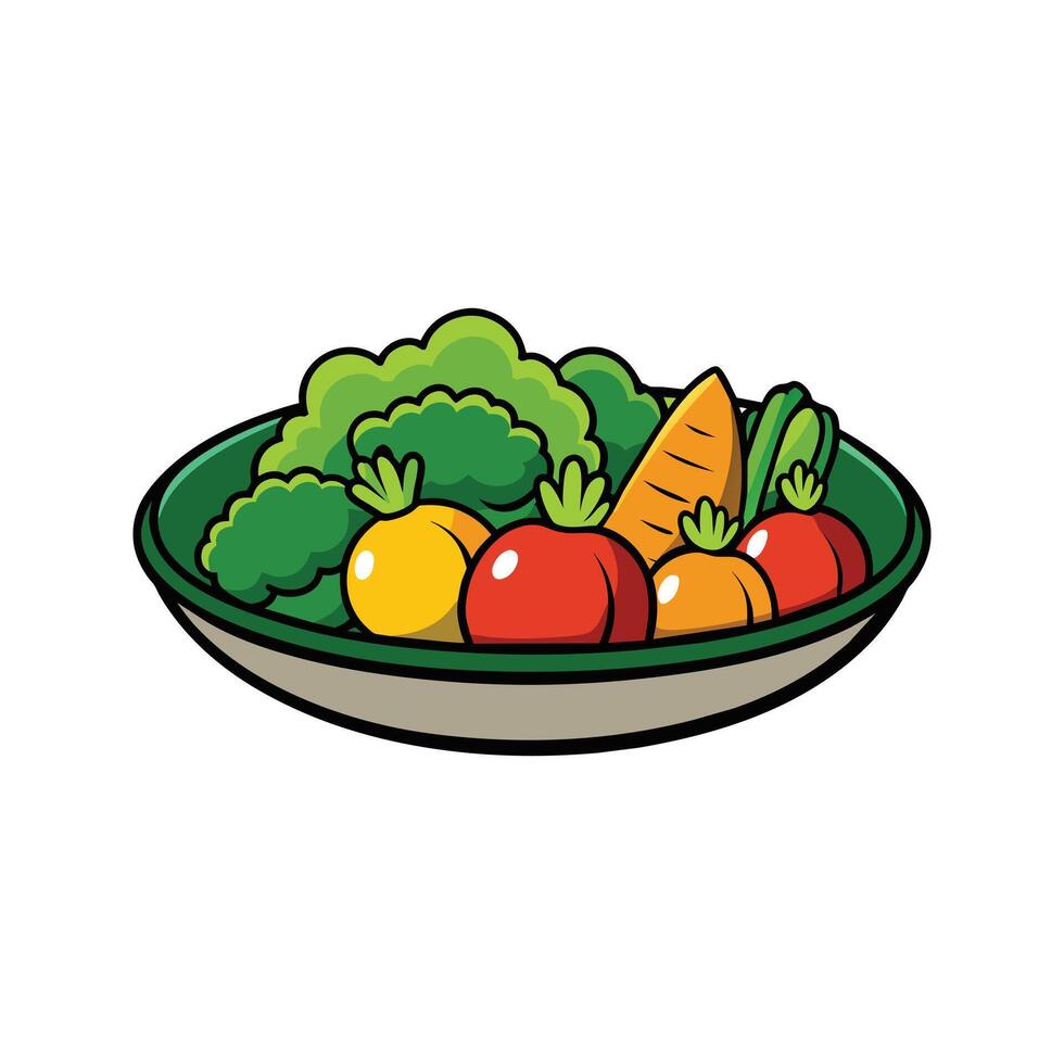 Dish with vegetables isolated vector