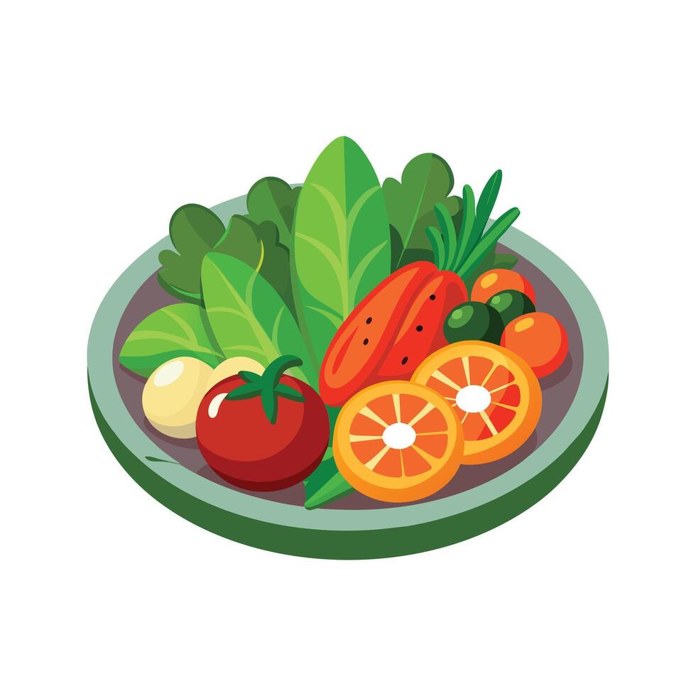 Dish with vegetables isolated vector