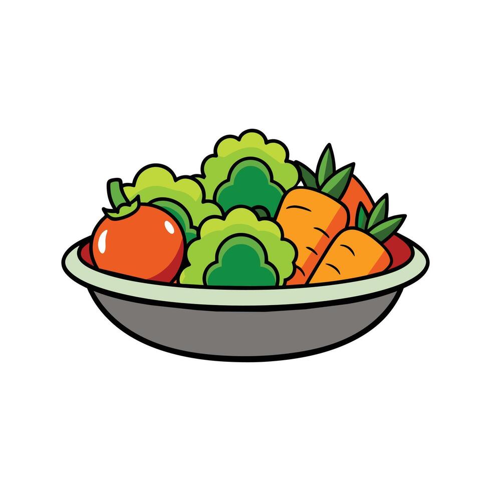 Dish with vegetables isolated vector