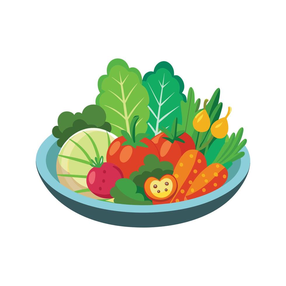 Dish with vegetables isolated vector