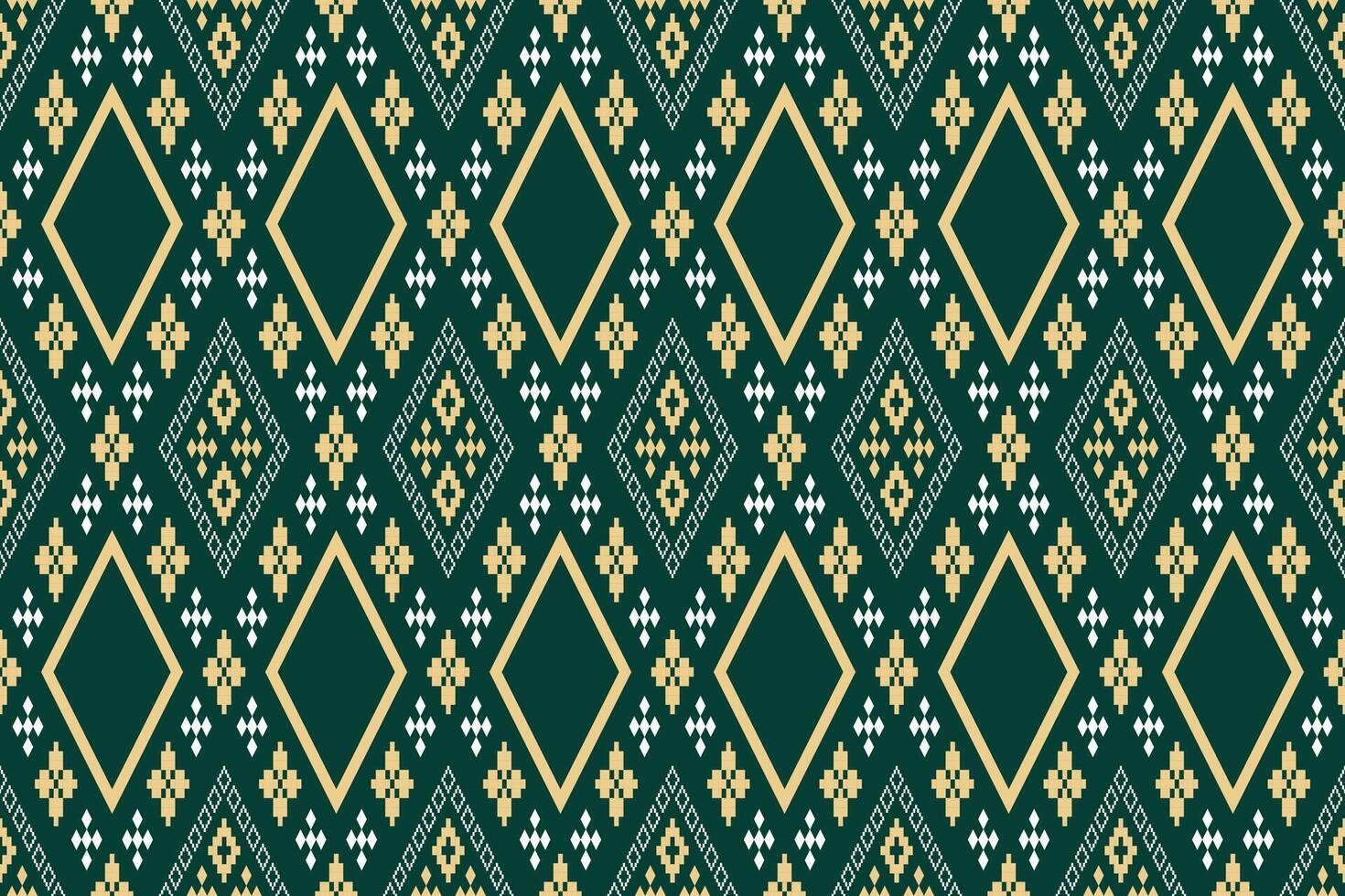 Green Cross stitch colorful geometric traditional ethnic pattern Ikat seamless pattern border abstract design for fabric print cloth dress carpet curtains and sarong Aztec African Indian Indonesian vector