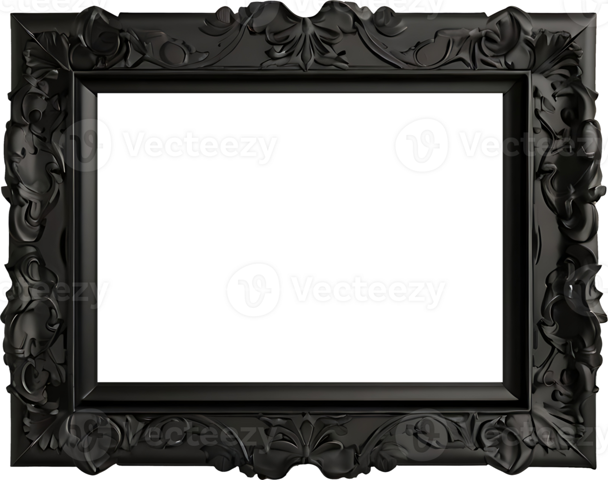 black photo frame with ornate design png