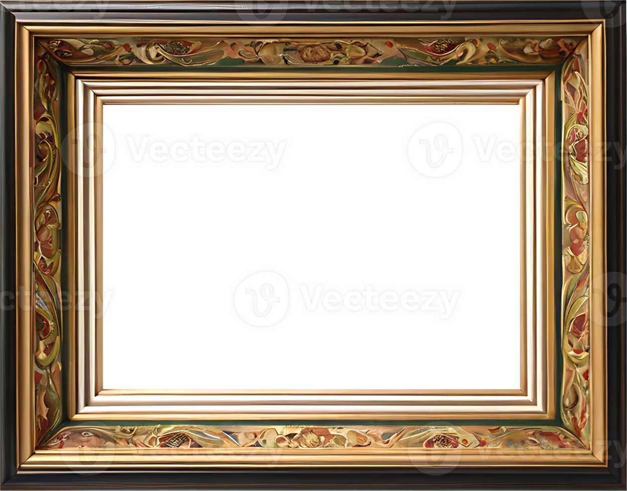 empty frame with a gold frame and a black border png