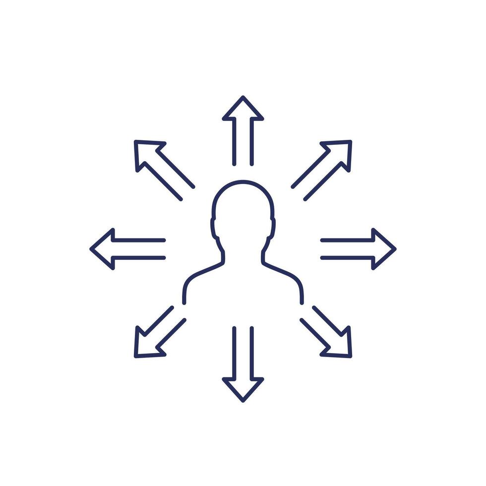 delegation and management line icon on white vector