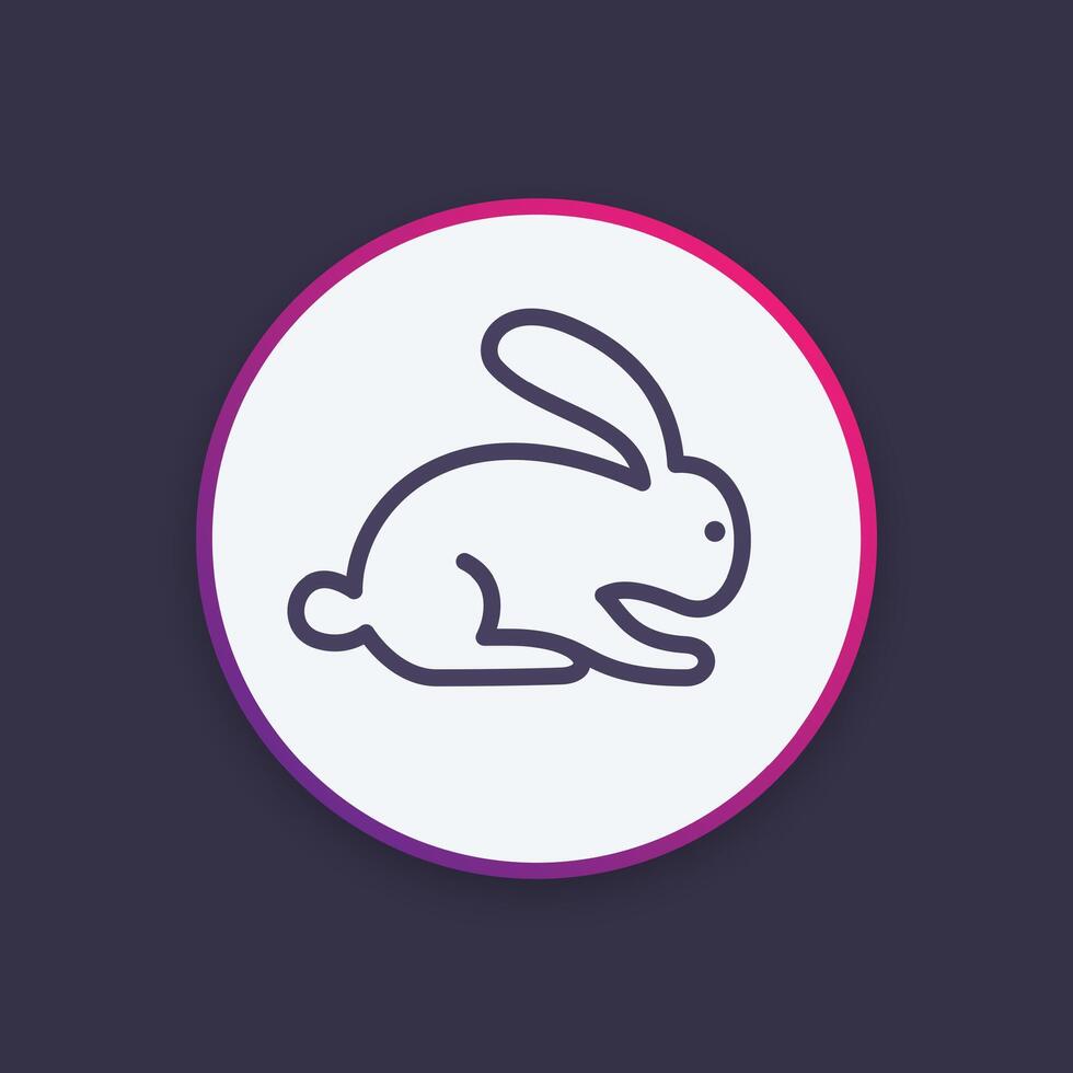 rabbit icon, linear pictogram, illustration vector