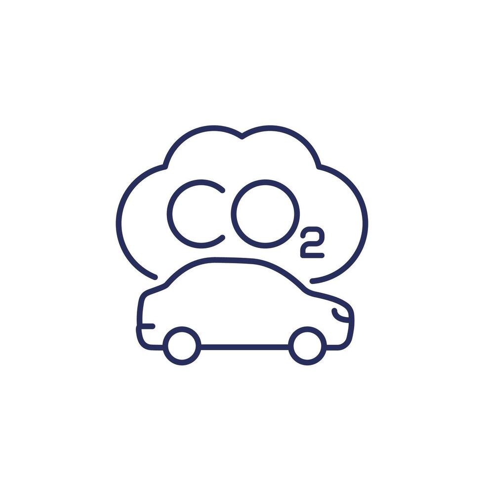 carbon emission of a car line icon on white vector