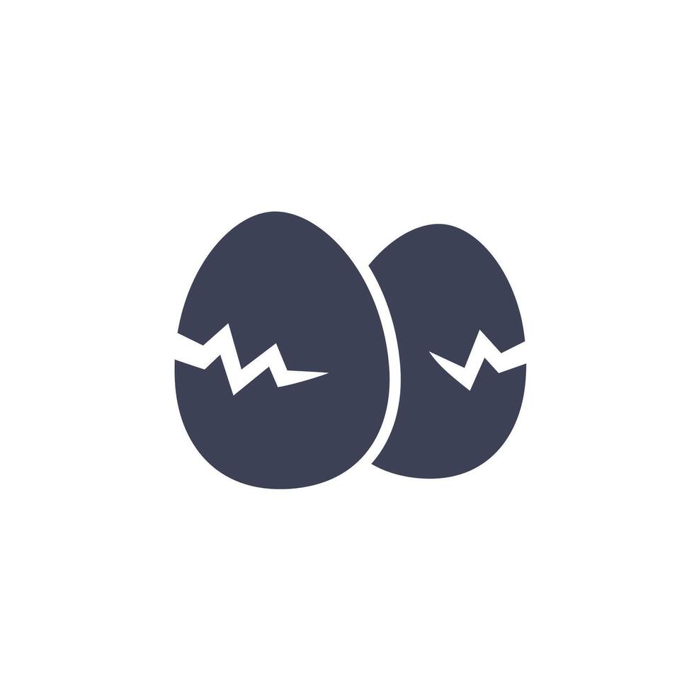 cracked eggs icon on white, vector