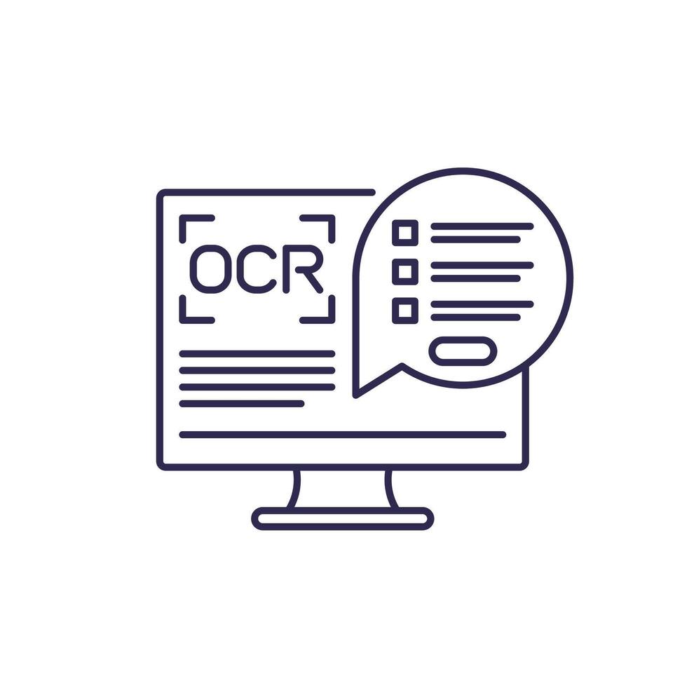 OCR software line icon, Optical character recognition vector