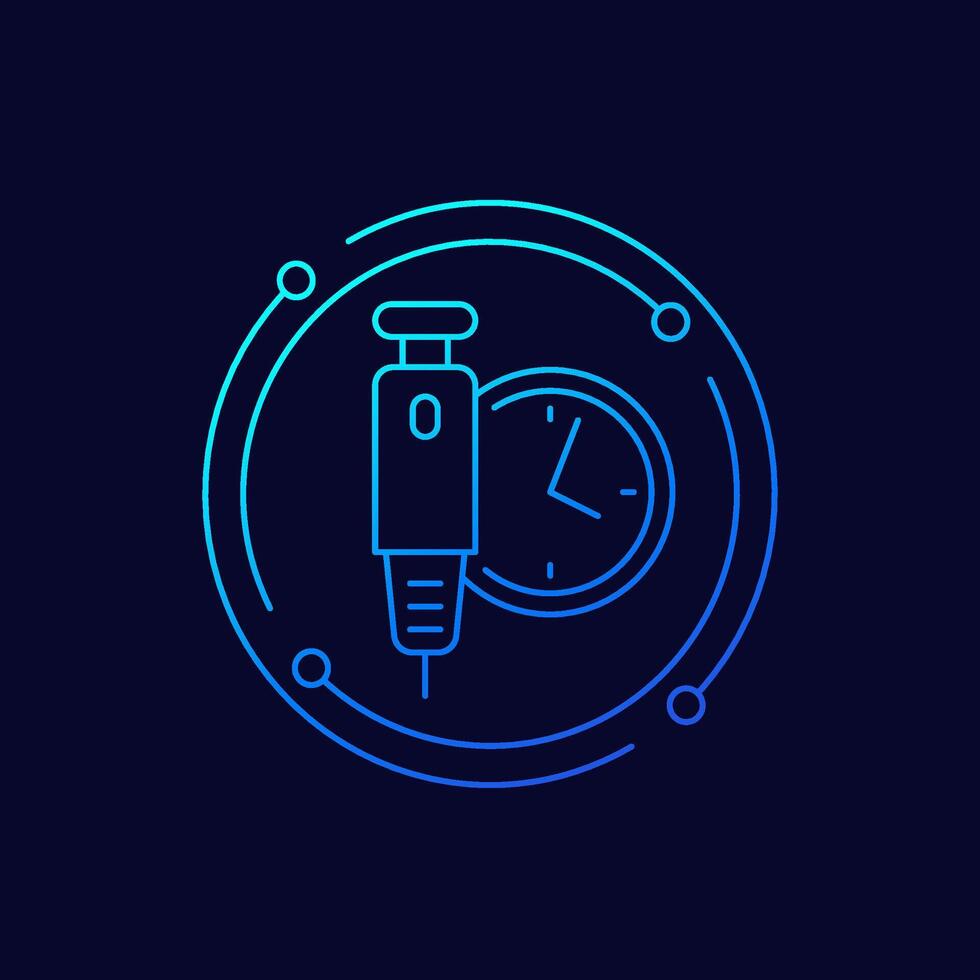 insulin injection time icon, linear design vector