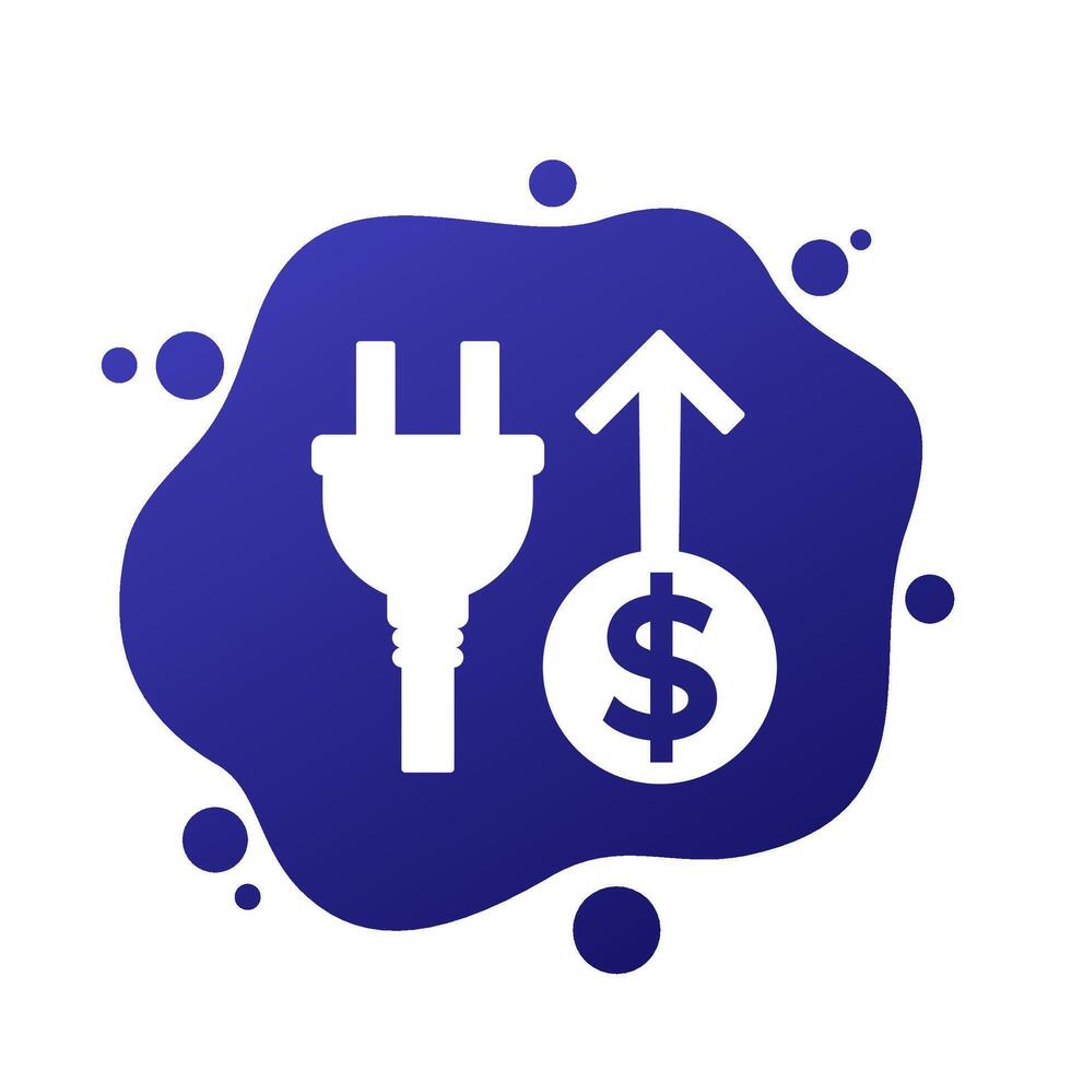 electricity costs up icon vector