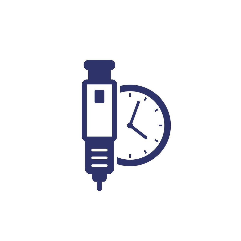 insulin injection time icon on white vector