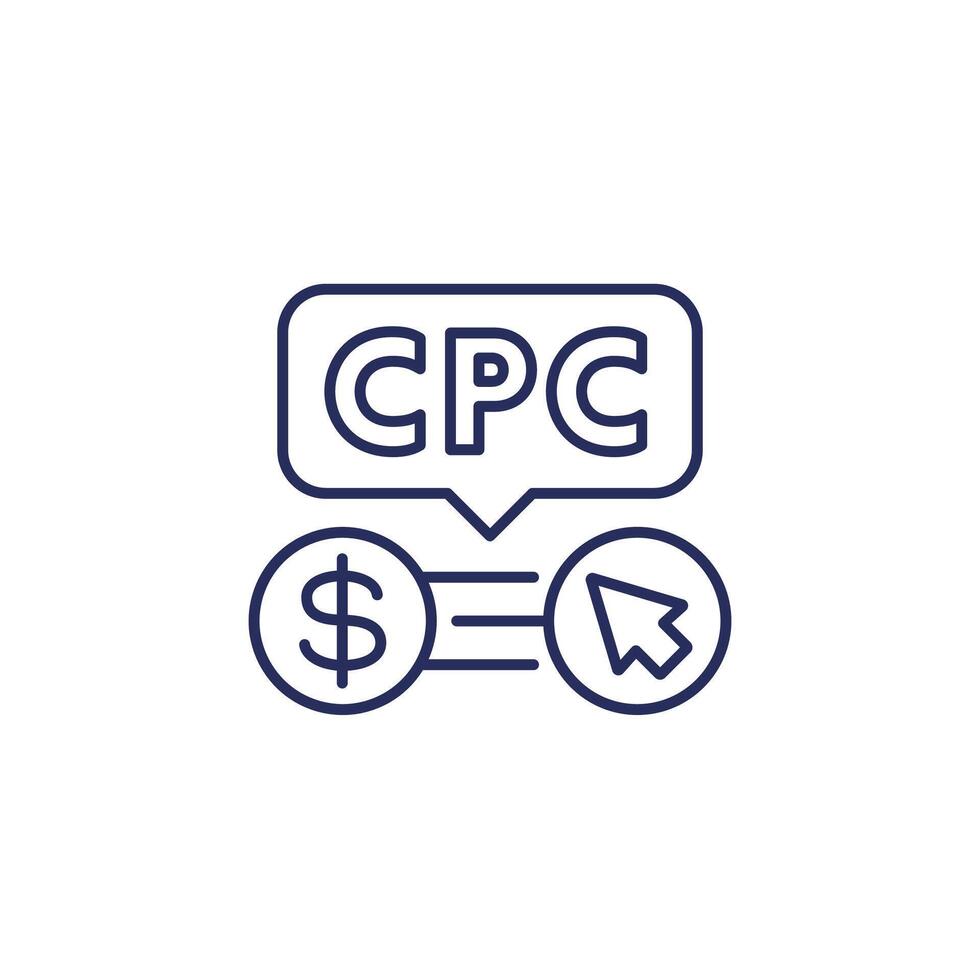 CPC line icon, cost per click vector