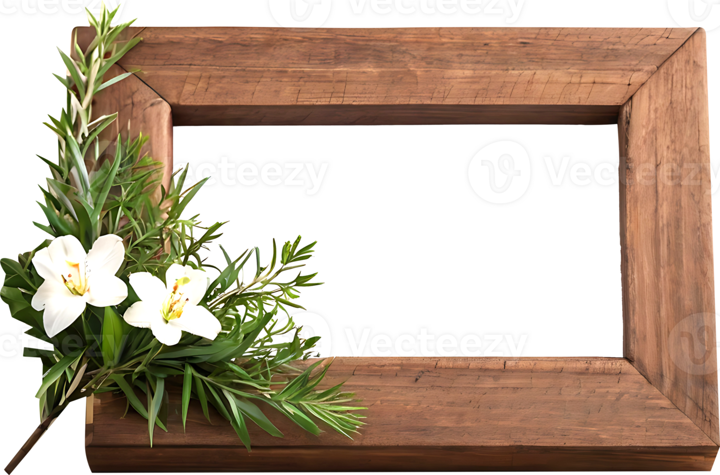 wooden frame with flowers png