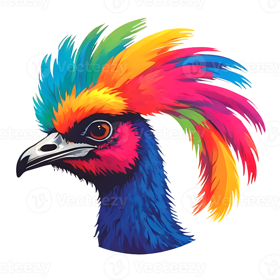 colorful bird with a colorful mohawk png