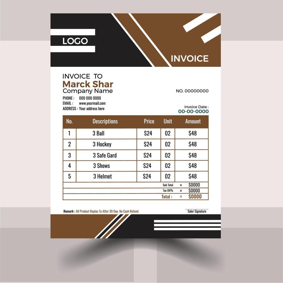 Professional And Creative Invoice Design vector
