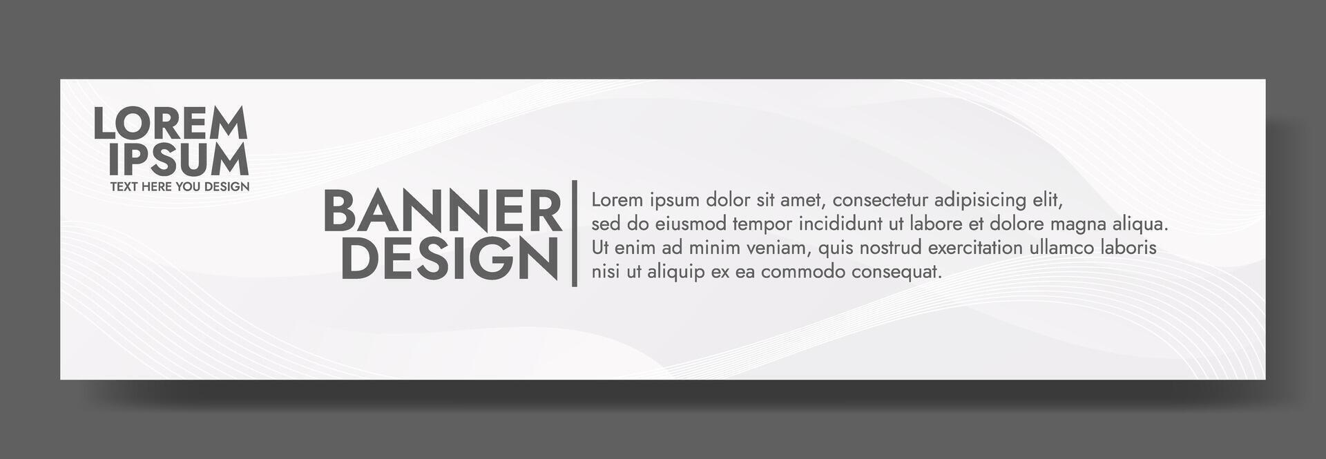 Dynamic abstract banner template adorned with gradient waves blending from white to soft grey, offering an ideal canvas for creating captivating headers, promotional banners, and graphic elements vector