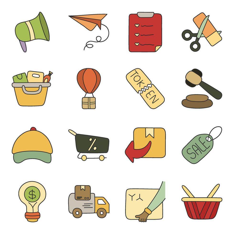 Pack Of Commerce Flat Icon vector