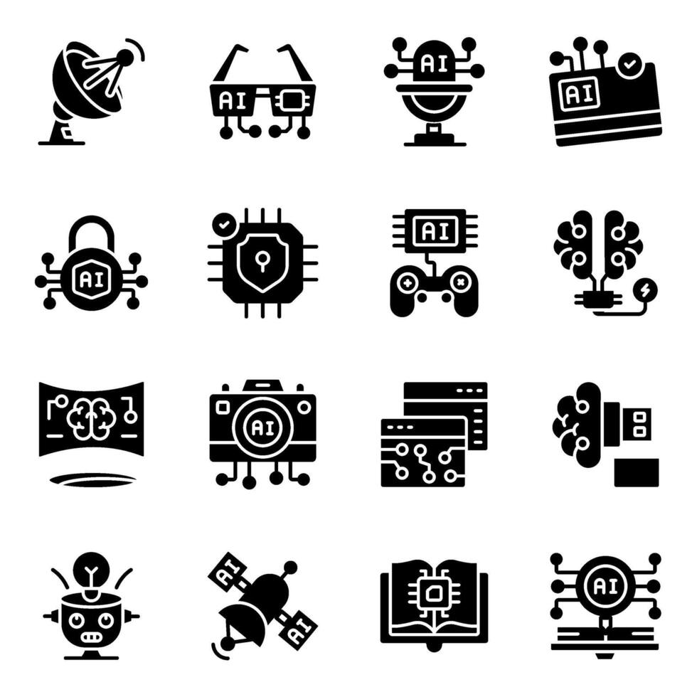 Set of Technology Solid Icons vector