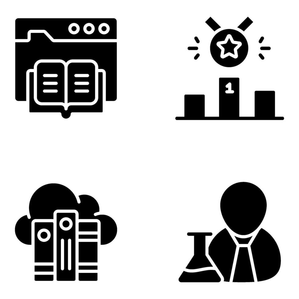 Pack Of Study And Education solid Icon vector