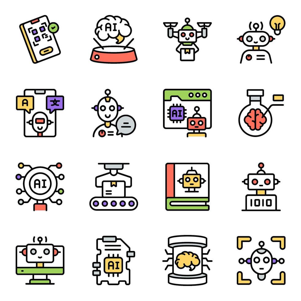 Set of Ai Flat Icons vector