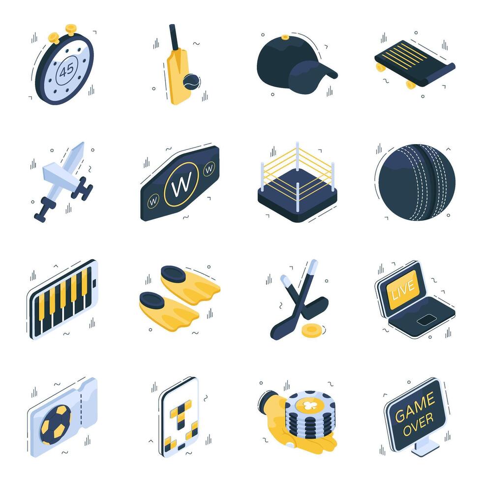 Set of Sports Instruments Isometric Icons vector